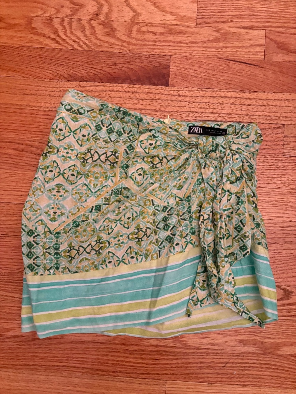 Green Zara sarong mini skirt